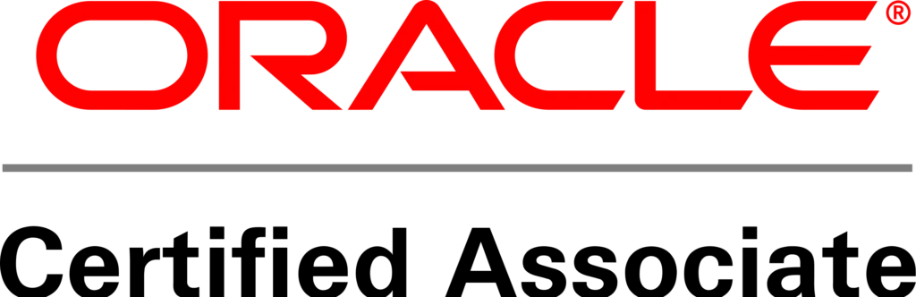 Logotipo certified de oracle, el logotipo de oracle es de color rojo.