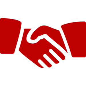 Icono de dos manos rojas estrechándose